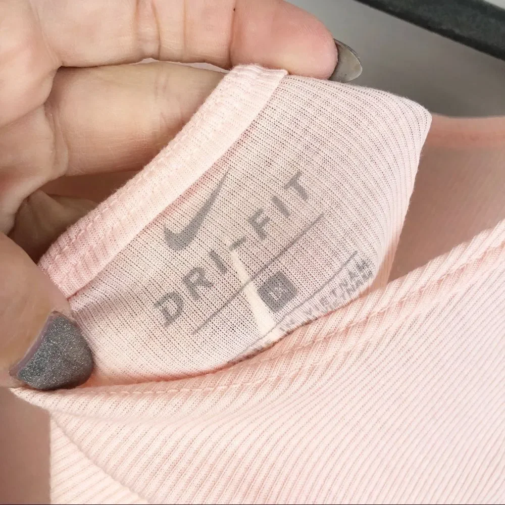 NIKE | Ribbed Scoop Back Peach Tank Top Dri-Fit Ruched Sides Plus Sz Women’s 1X